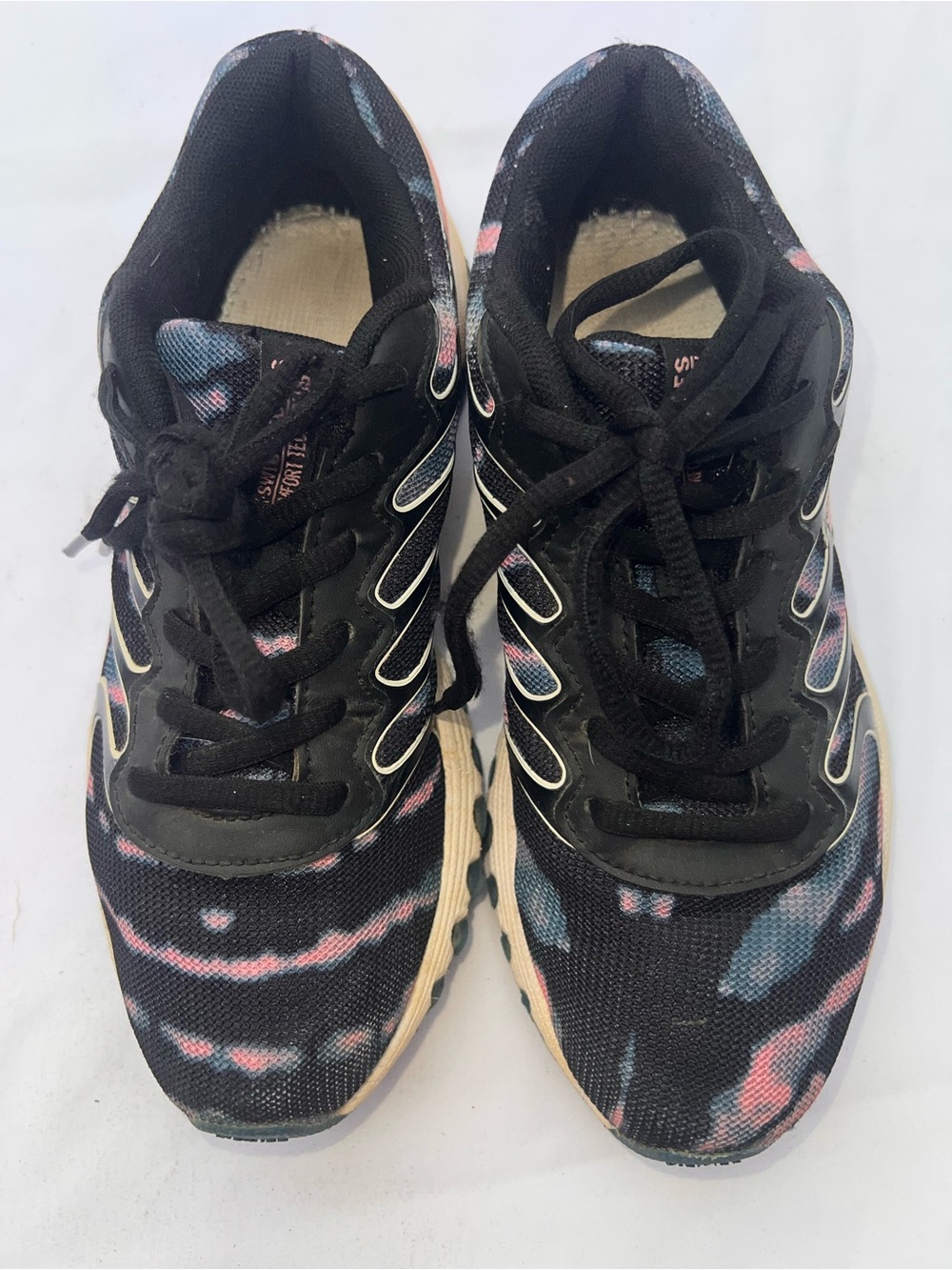 Varsity Black Athletic Sneakers with Pink & Blue Accents